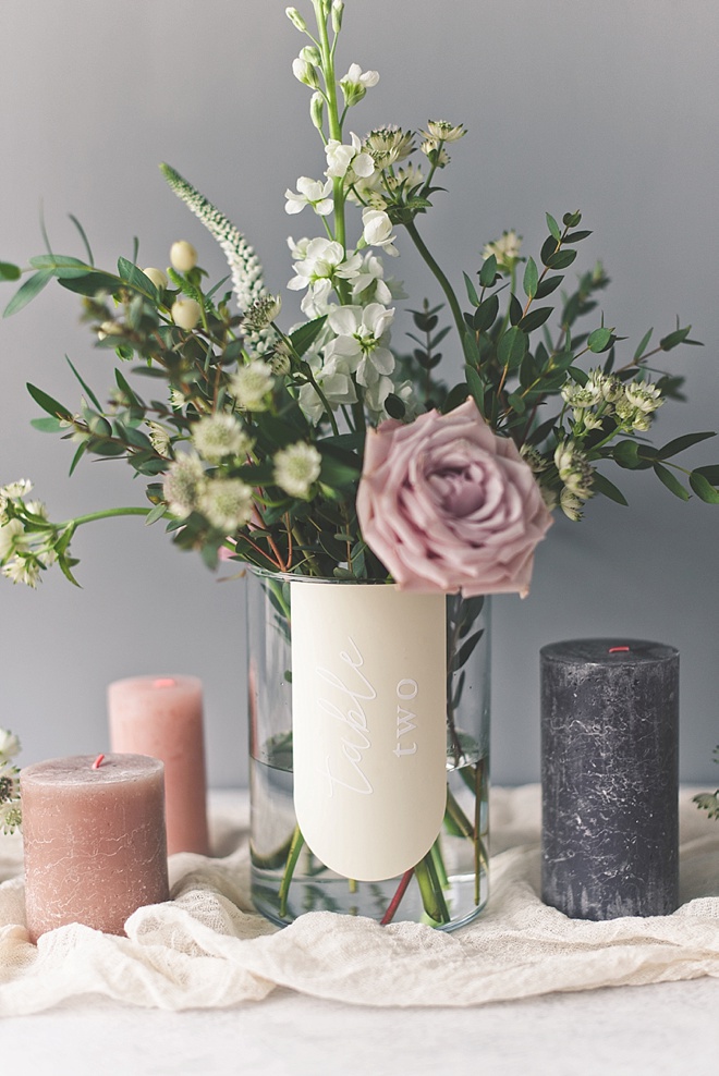 DIY Boho Shape Glass Vase Wedding Table Number