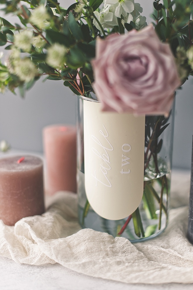 DIY modern boho shape wedding table number vase