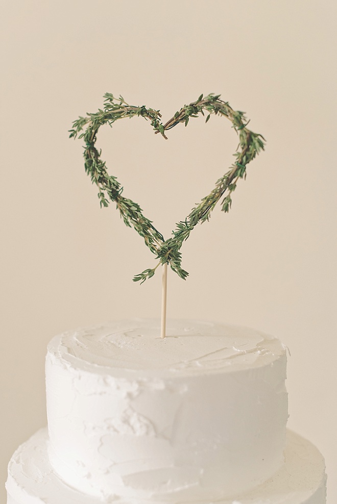 Rustic Wedding Cake Topper Made Out Of Thyme Sprigs