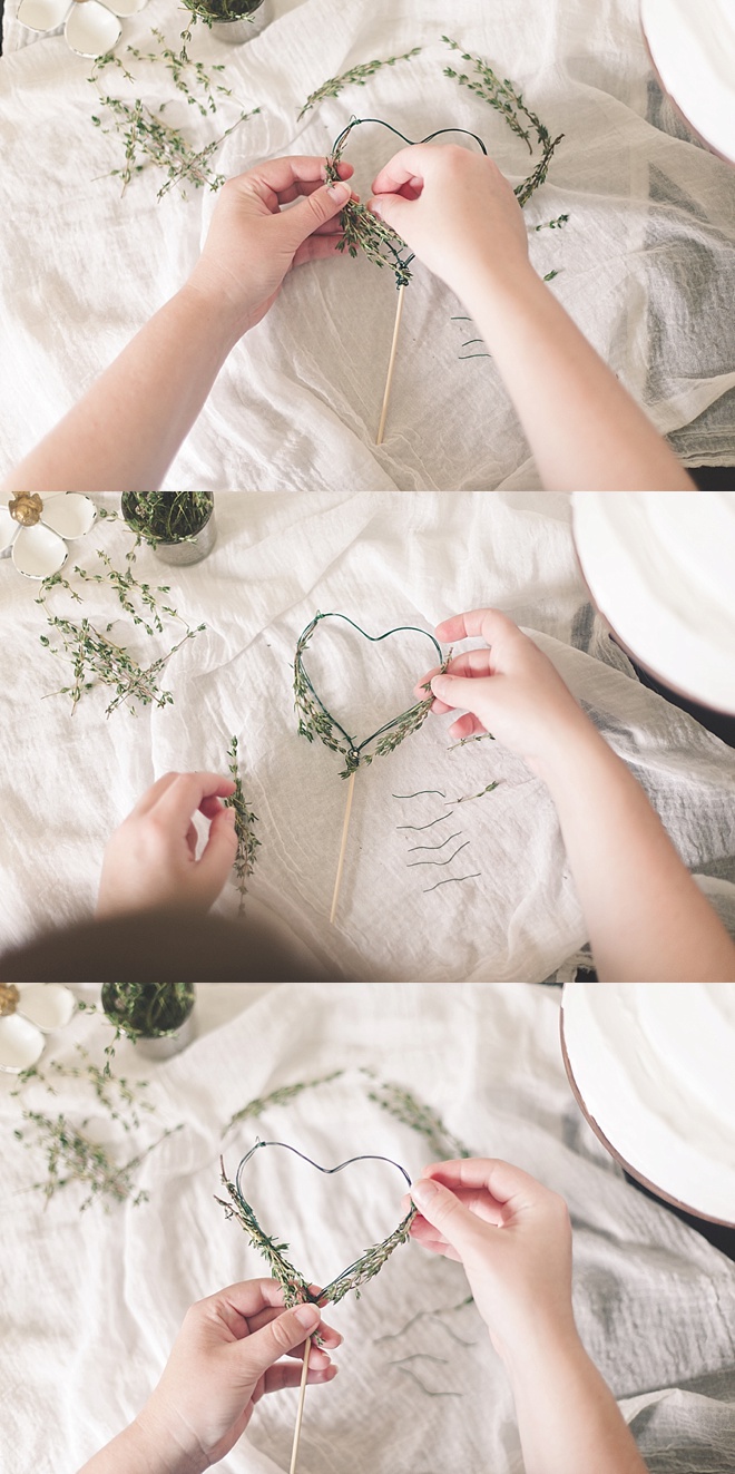 Attaching Herbs to Cake Topper