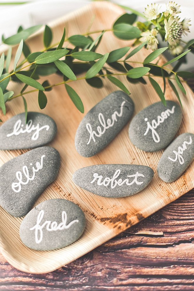 Rock wedding place cards