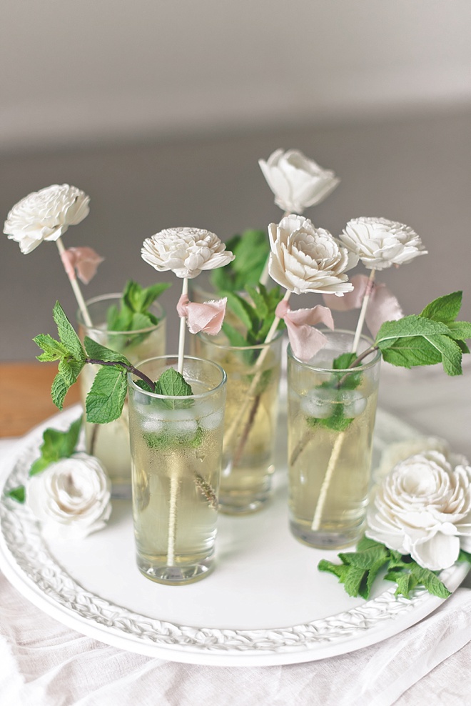 DIY Sola Wood Flower Drink Stirrers for Garden Wedding