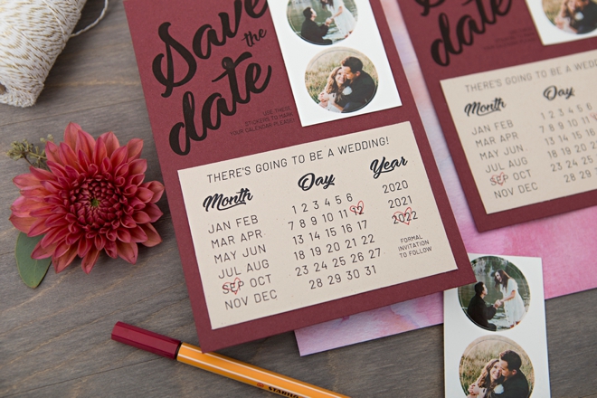 Print these Save the Dates with calendar stickers for FREE!