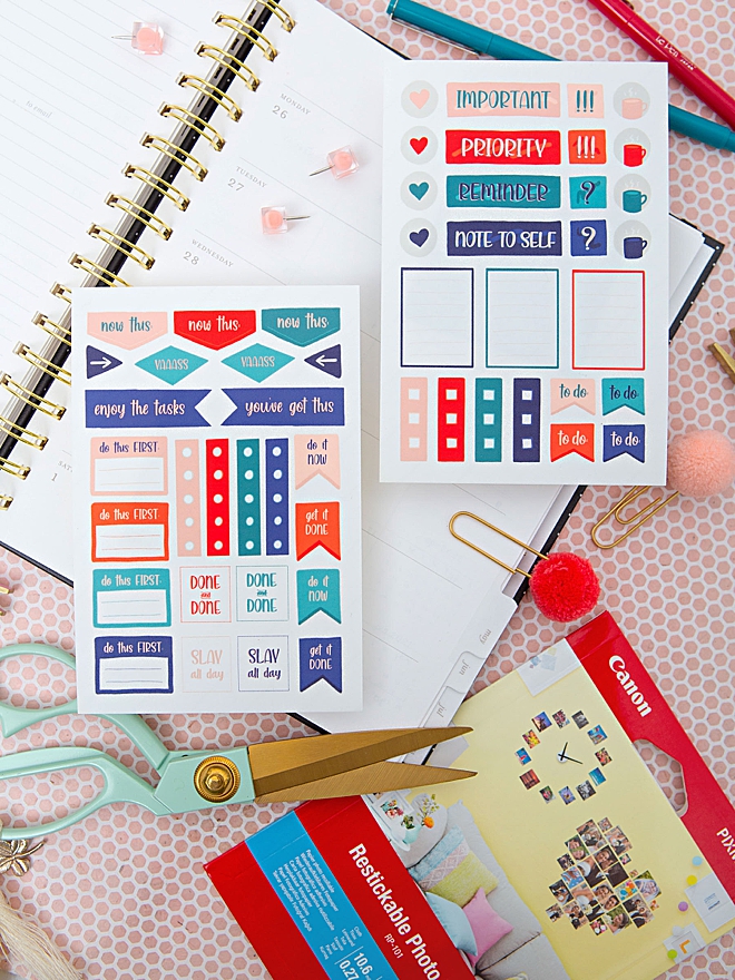 Print our exclusive Planner Stickers for FREE, five pages!