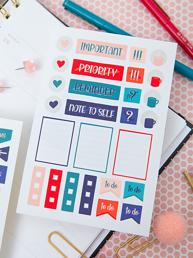 Print our exclusive Planner Stickers for FREE, five pages!