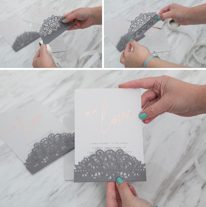 DIY invitation pocket on a Minted wedding invitation!