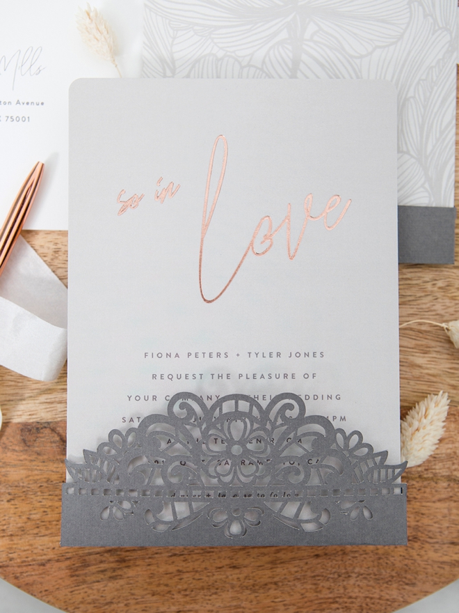 DIY invitation pocket on a Minted wedding invitation!