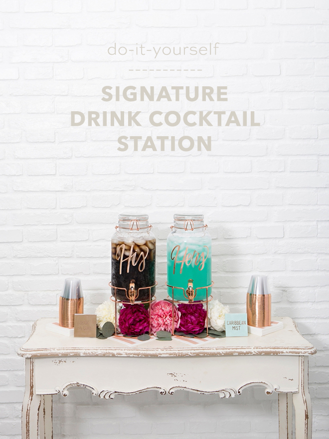 How to make an adorable signature drink cocktail station!